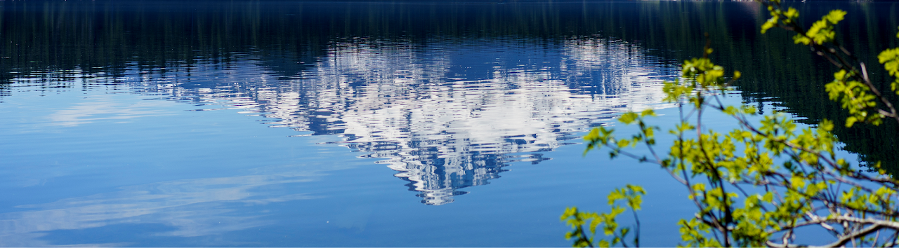 Photograph of the reflection of Mount Hood in Lost Lake