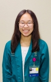 Woman wearing green coat