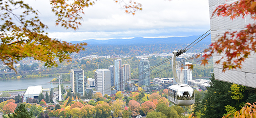 The aerial tram descends in Fall
