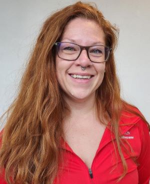 Heather Clements in red shirt