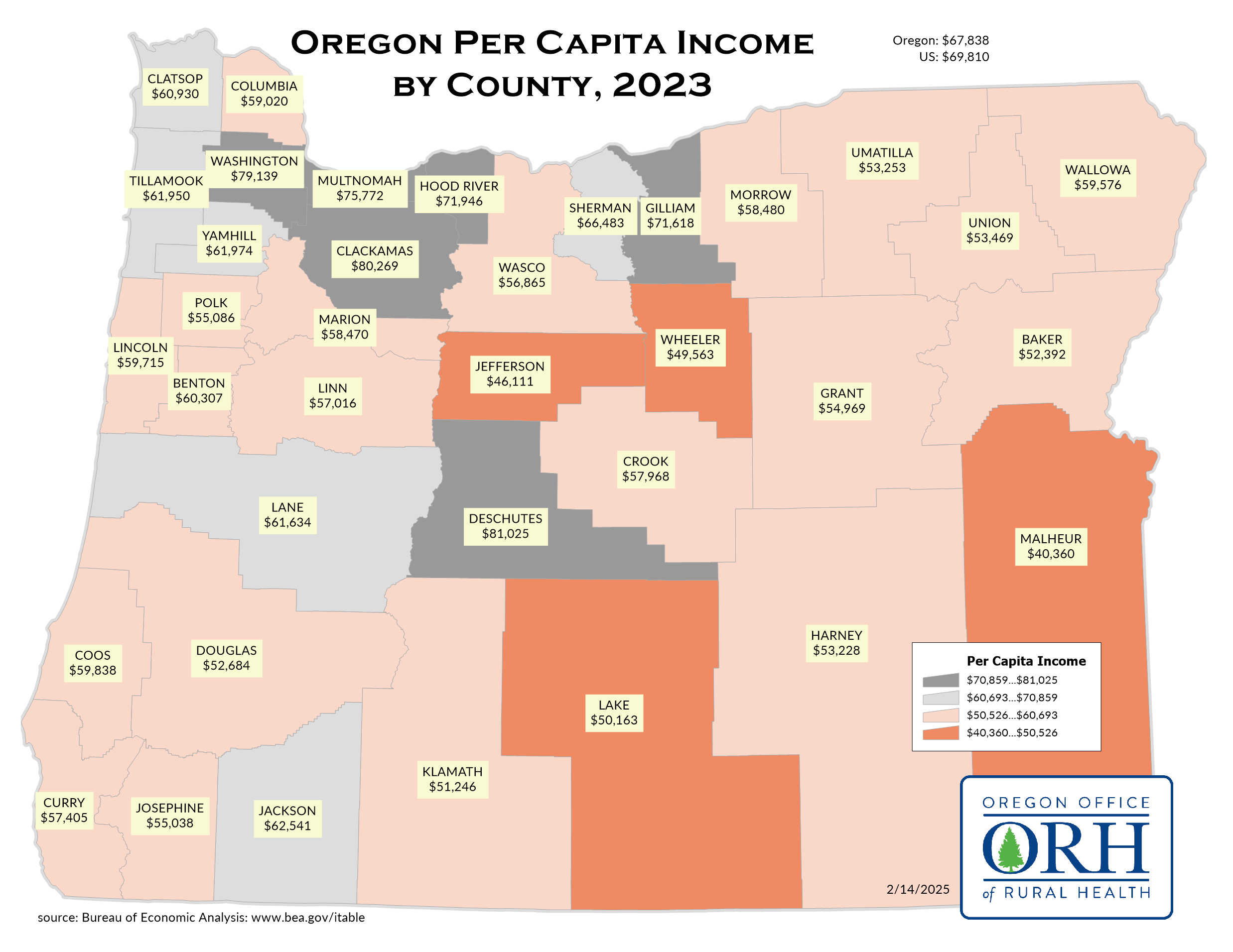 Per capita income per county 2-2025