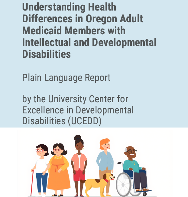 Screenshot of report cover which has a cartoon drawing of a group of diverse people with disabilities