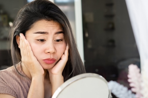Woman concerned about aging