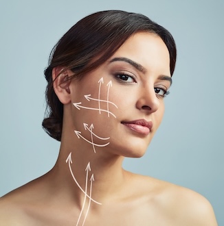woman with vectors for facial surgery
