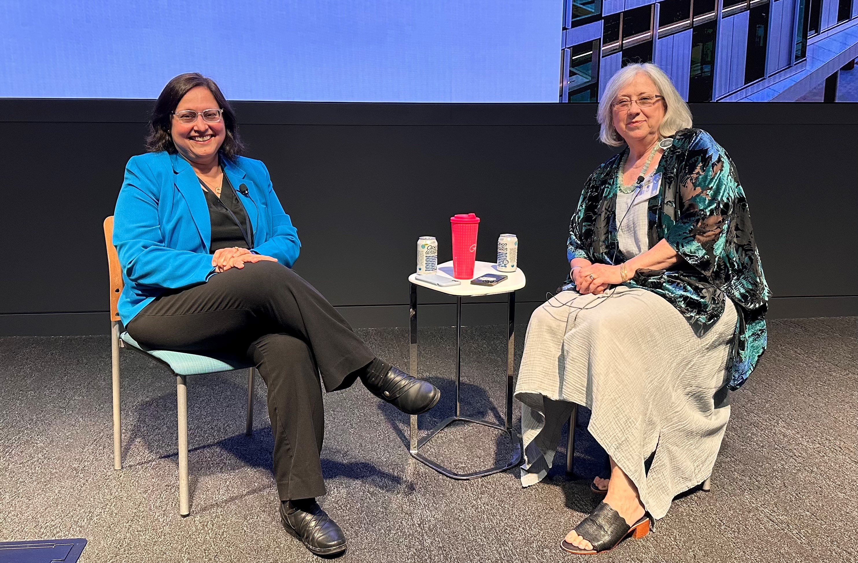 Drs. Shivaani Kummar and Lisa Coussens, KCI Town Hall in April 2025