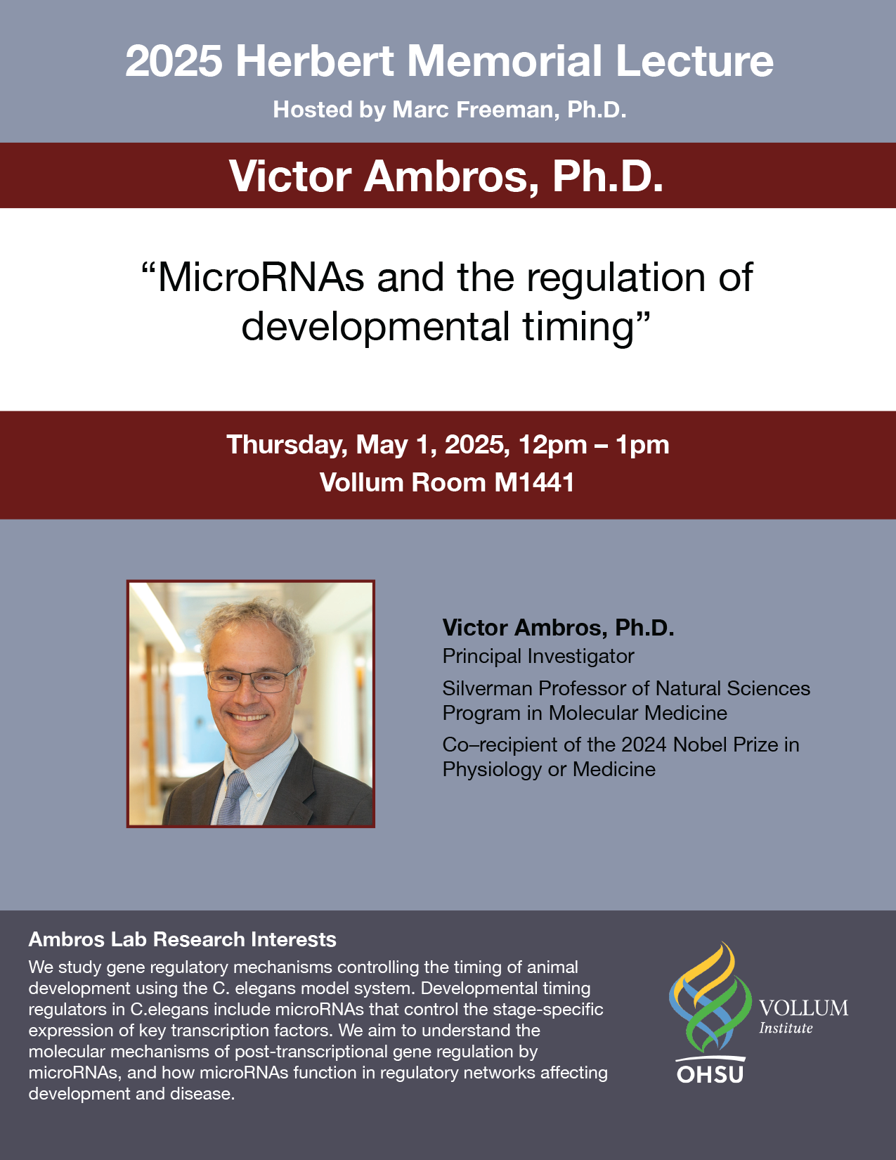 2025 Herbert Memorial Lecture details on flyer