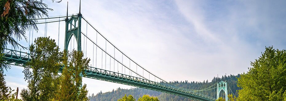 A view of the St. John’s Bridge in Portland, Oregon.
