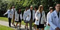 Group of students walking on campus