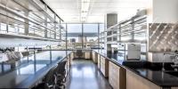 New lab space with empty lab tables
